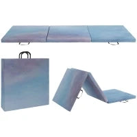 Tappetino da Ginnastica Pieghevole con Maniglie 180x60x5 cm Blu
