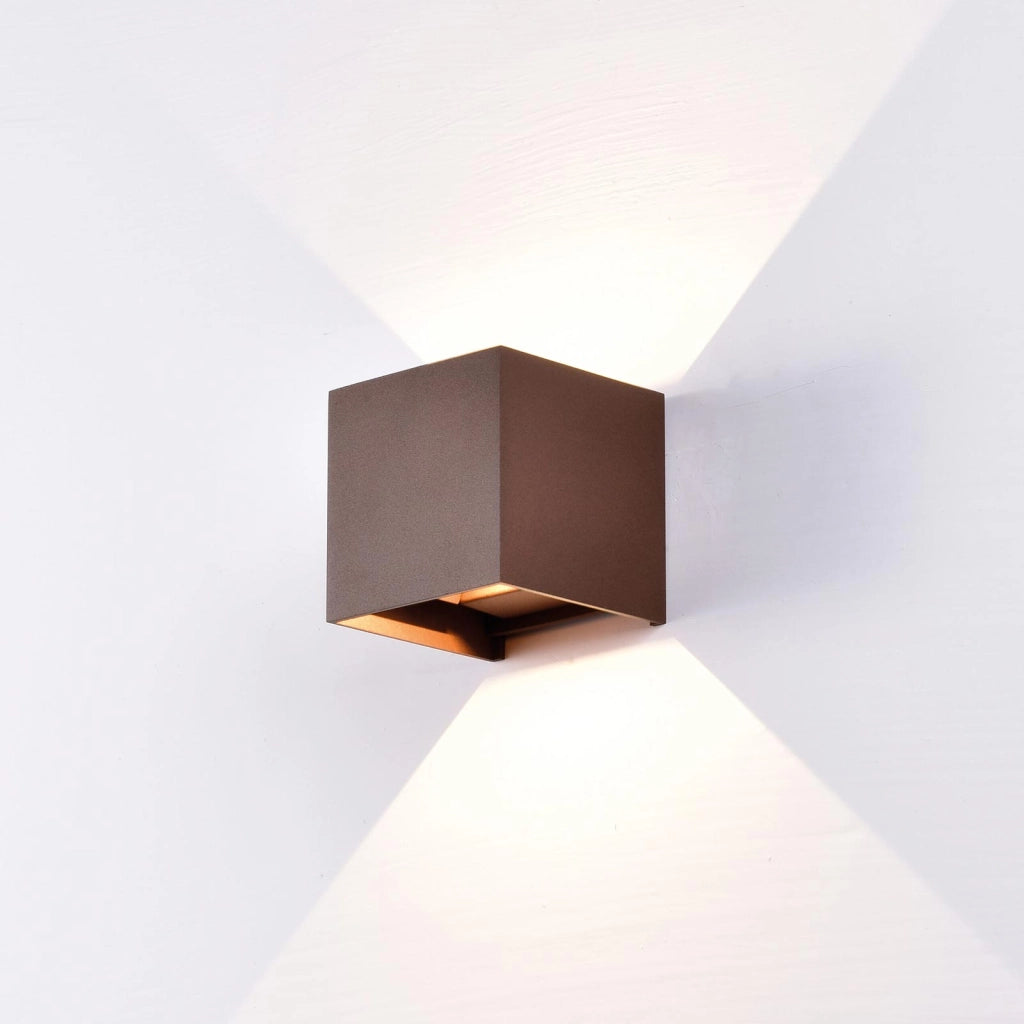 Applique cubo LED 40W doppio fascio luce per esterni IP65 lampada parete regolabile facciate 4000lm 230V CORTEN 3000K