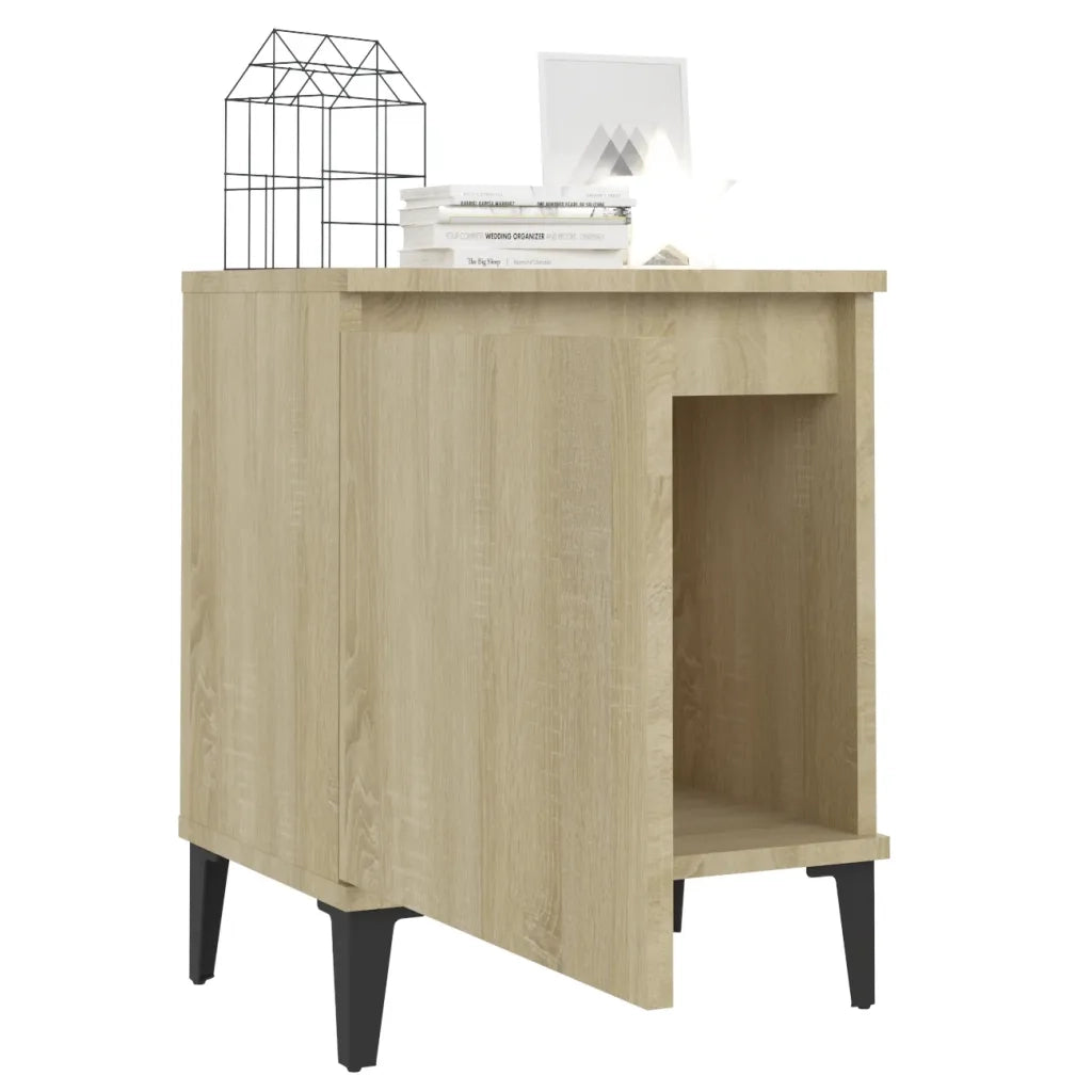 Comodino con Gambe in Metallo Rovere Sonoma 40x30x50 cm 805839