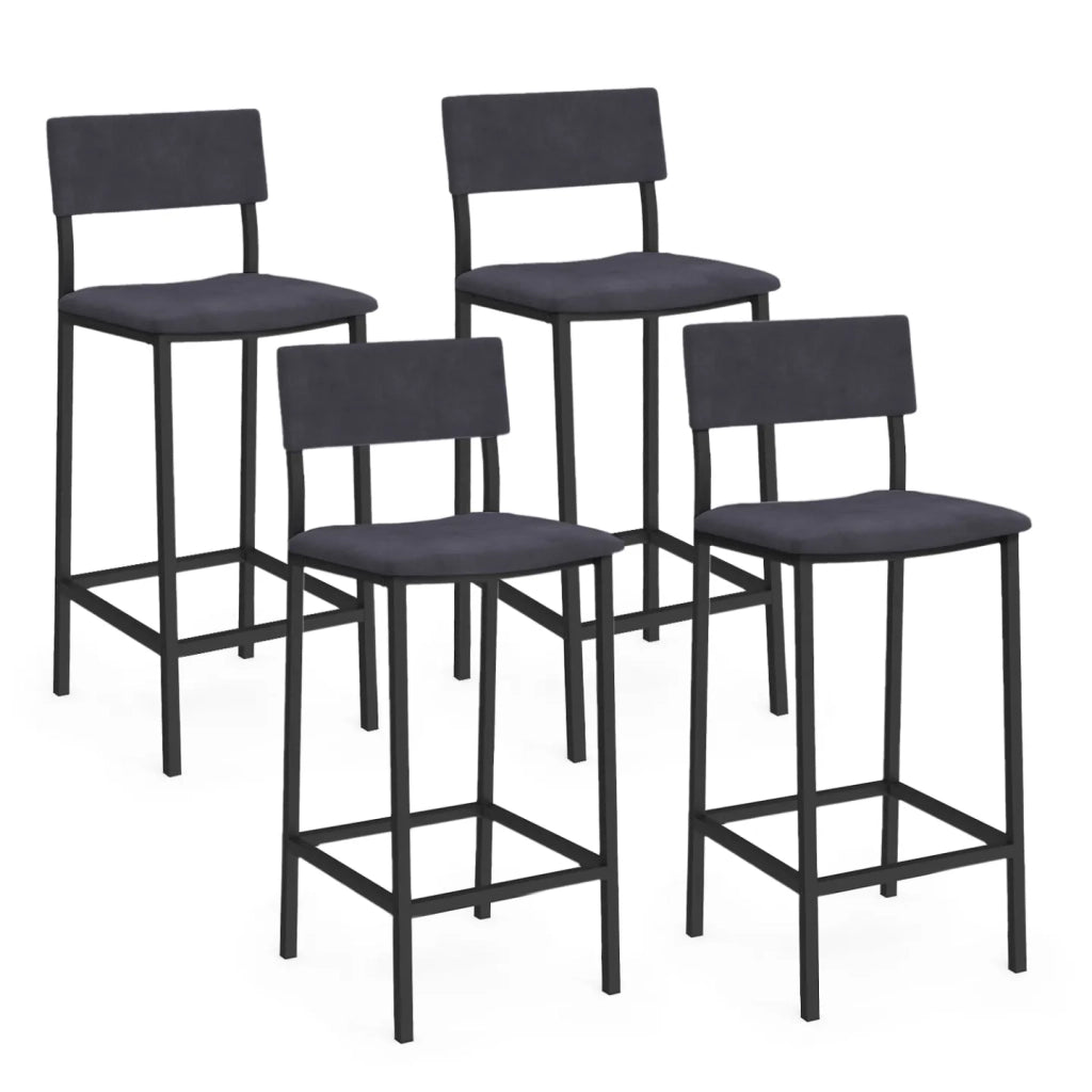 IDMarket - Set di 4 sgabelli da bar AUBIN con schienale, sedia da cucina in velluto grigio antracite