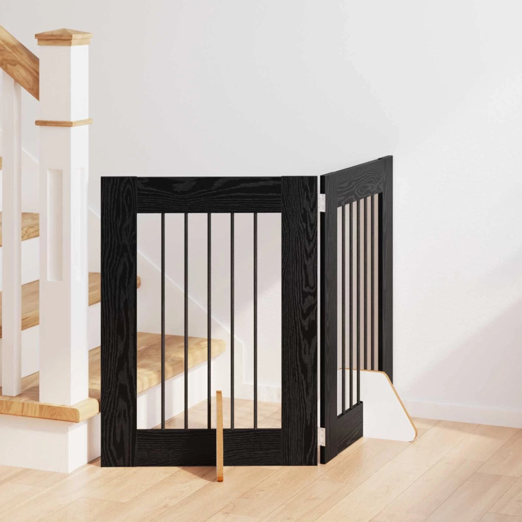 Cancello per cani con supporti 2 pz Rovere Nero 60 x 60 cm CFW9524790