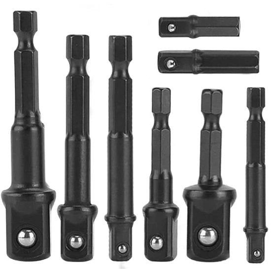 Adattatore di Socket per Trapano Estensibile - 8 pezzi - Ideale per Fai da Te - 1/4 Polso - Per Trapano - Compreso Vari Diametri
