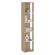 Libreria Baaz, Scaffale da ufficio, Mobile portalibri, Biblioteca, 41x34 h205 cm, Rovere e Bianco
