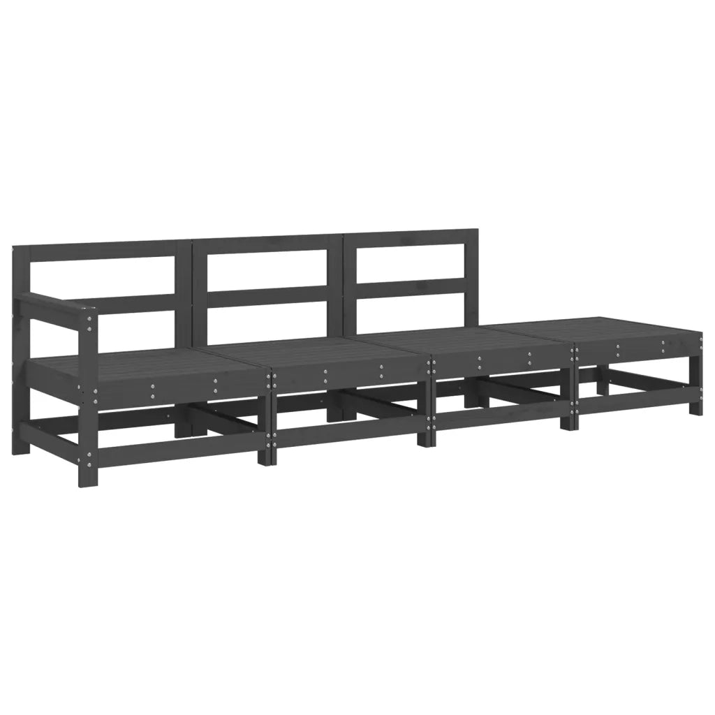 Salotto da Giardino-Set Salotto da Giardino 4 pz Grigio in Legno Massello di Pino