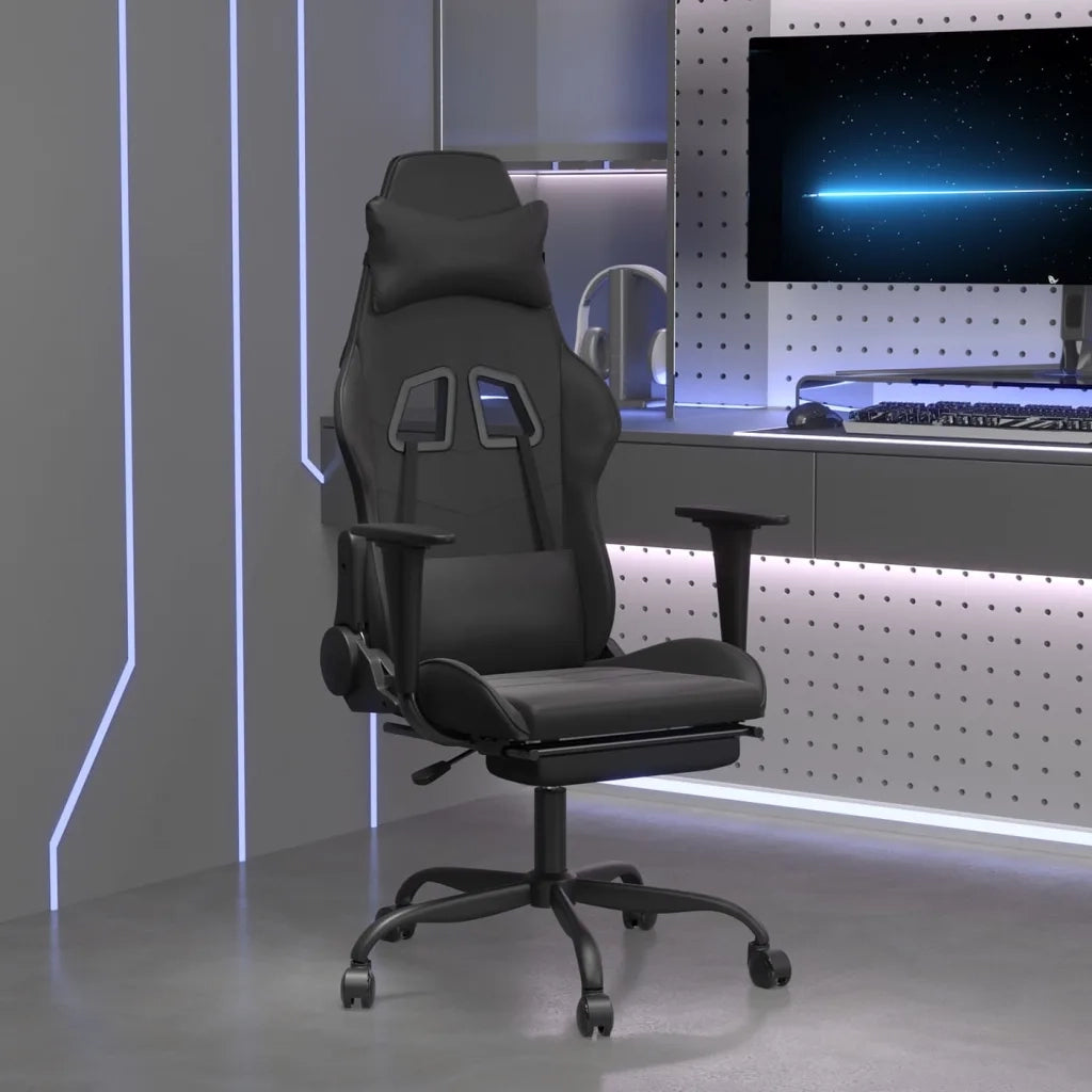 Sedia da Gaming | Sedia da e-sports con Poggiapiedi Nero in Similpelle