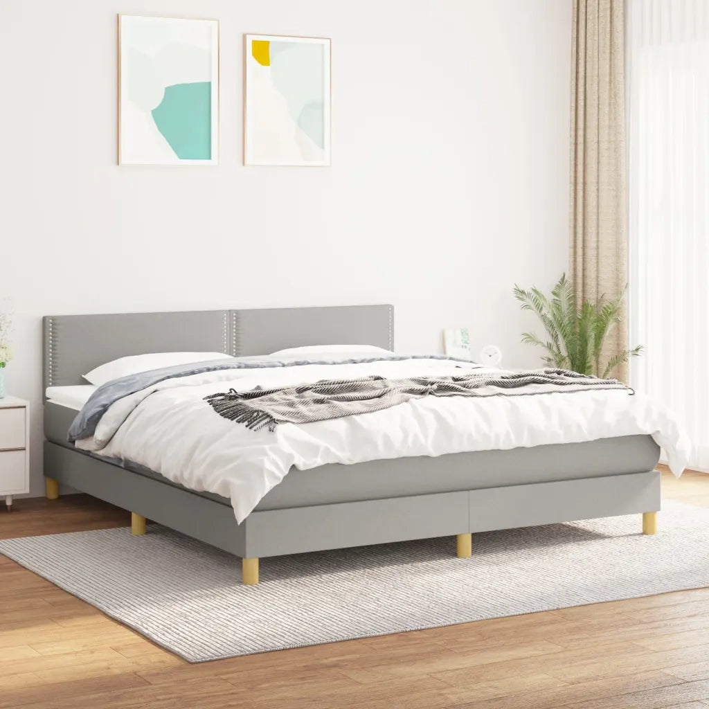 Giroletto a Molle con Materasso Grigio Chiaro180x200 cm Tessuto cod mxl 77575