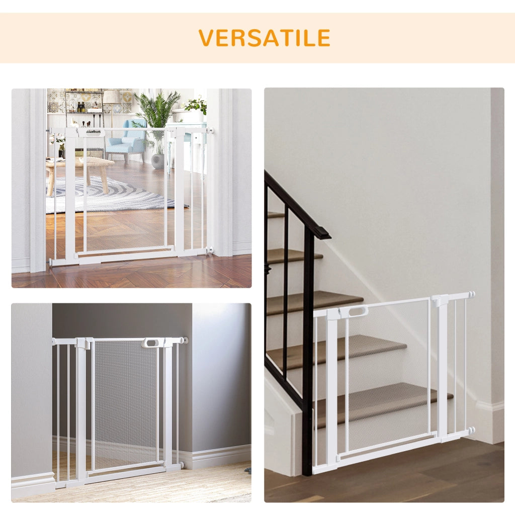 EasyComfort Cancellino per Cani Estensibile a Pressione con Chiusura Automatica per Spazi da 75-103cm, Bianco