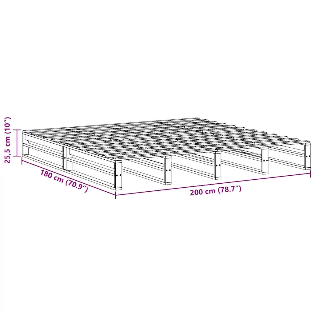 Letto senza Materasso Marrone Cera 200x200 cm in Legno di Pino