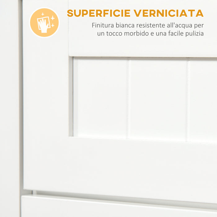 Mobile Cucina per Microonde 60x40x122,5 cm con Cassetto e Armadietto 2 Ante in MDF Bianco