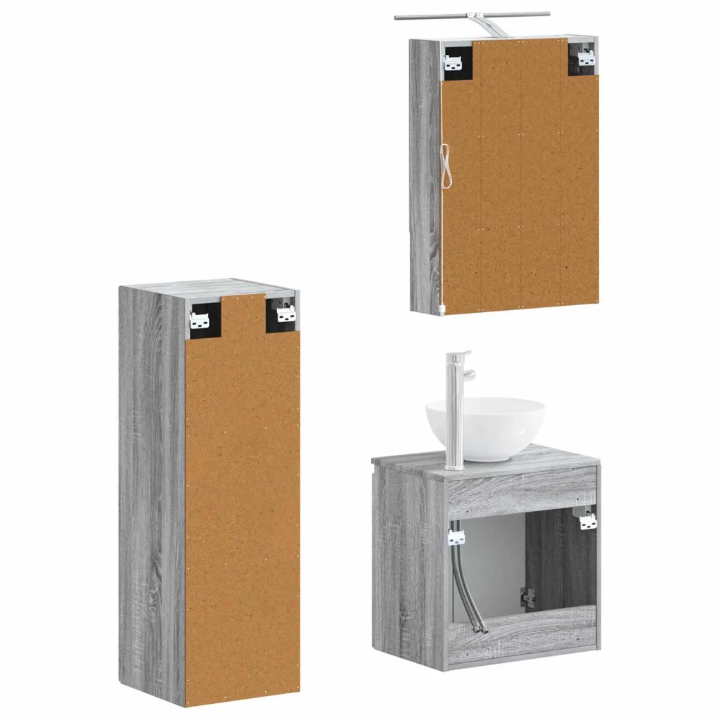 Set di mobili per il bagno 4 pcs Sonoma grigio 3407420