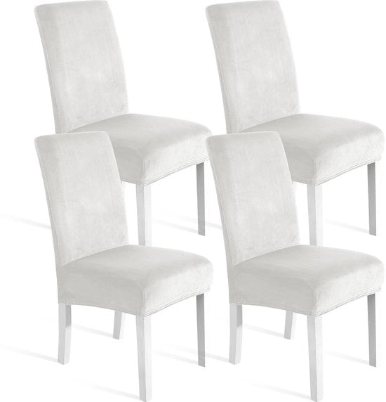 Protezioni per sedie da pranzo in flanella 4 pezzi - Universale forma di passa - Protezione morbida per sedie - Protezione elegante per sedi da pranzo - Codice del prodotto: Stoelhoes 4 Stuks - Modello: Fluwelen Stretch - Dimensioni: - Materiale: Flanella