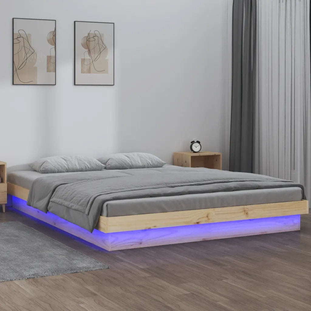 Giroletto con LED-Struttura Letto 120x190 cm Small Double in Legno Massello 847314
