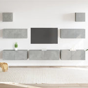 Set di Mobili Porta TV 7 pz Grigio Cemento in Legno Multistrato