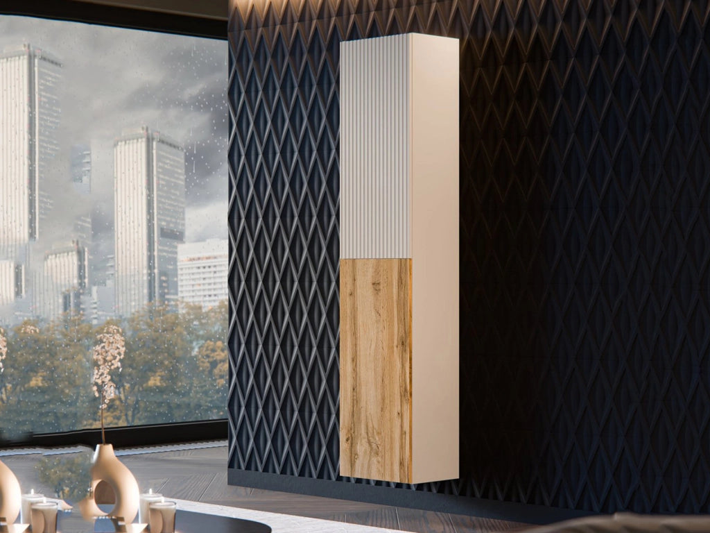 Vetrina Longano, Beige e Rovere