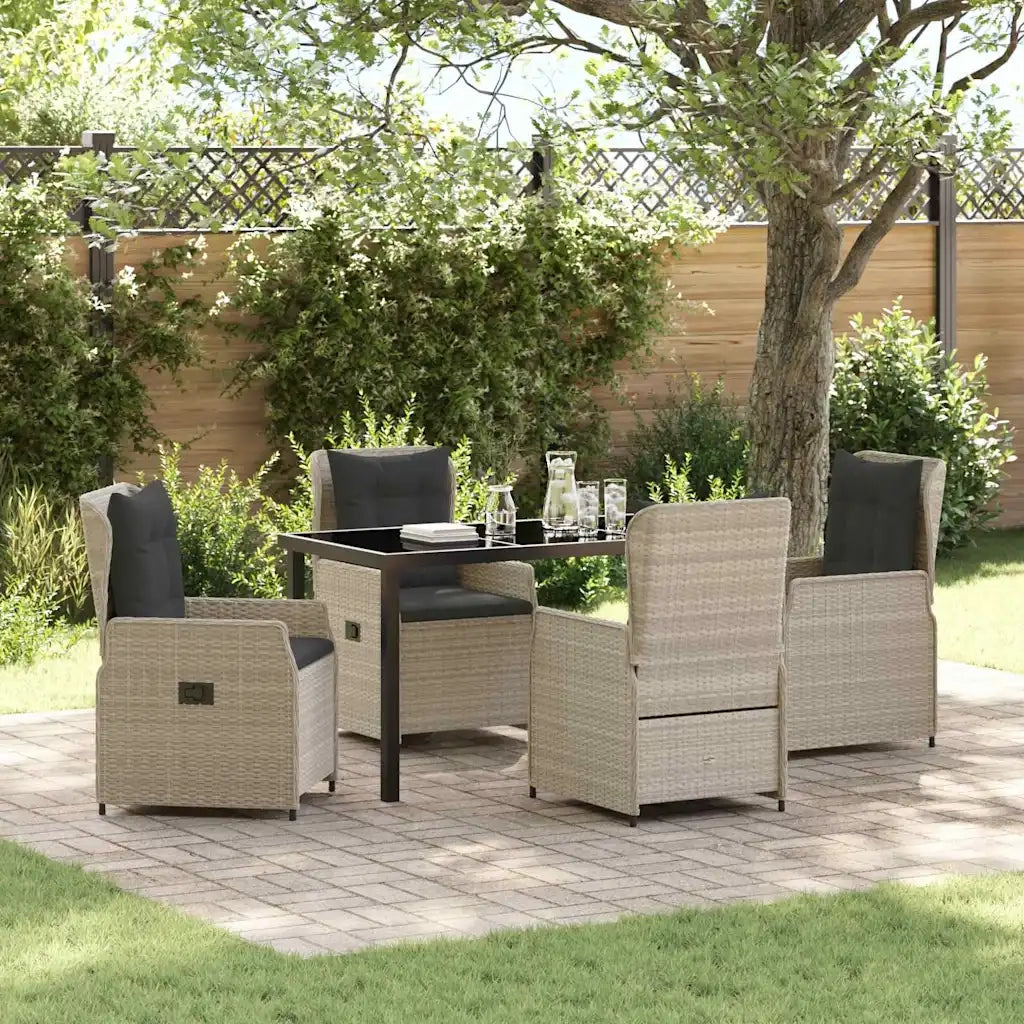 Set da Pranzo per Giardino 5 pcs Grigio chiaro polyrattan