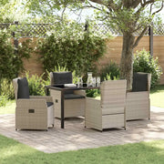 Set da Pranzo per Giardino 5 pcs Grigio chiaro polyrattan