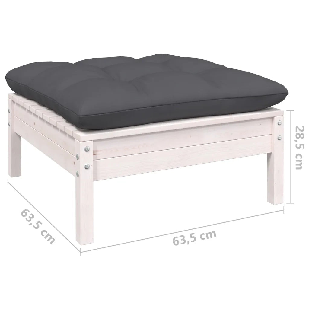 Set Divani da Giardino 7 pz con Cuscini Bianchi Legno di Pino 3097302