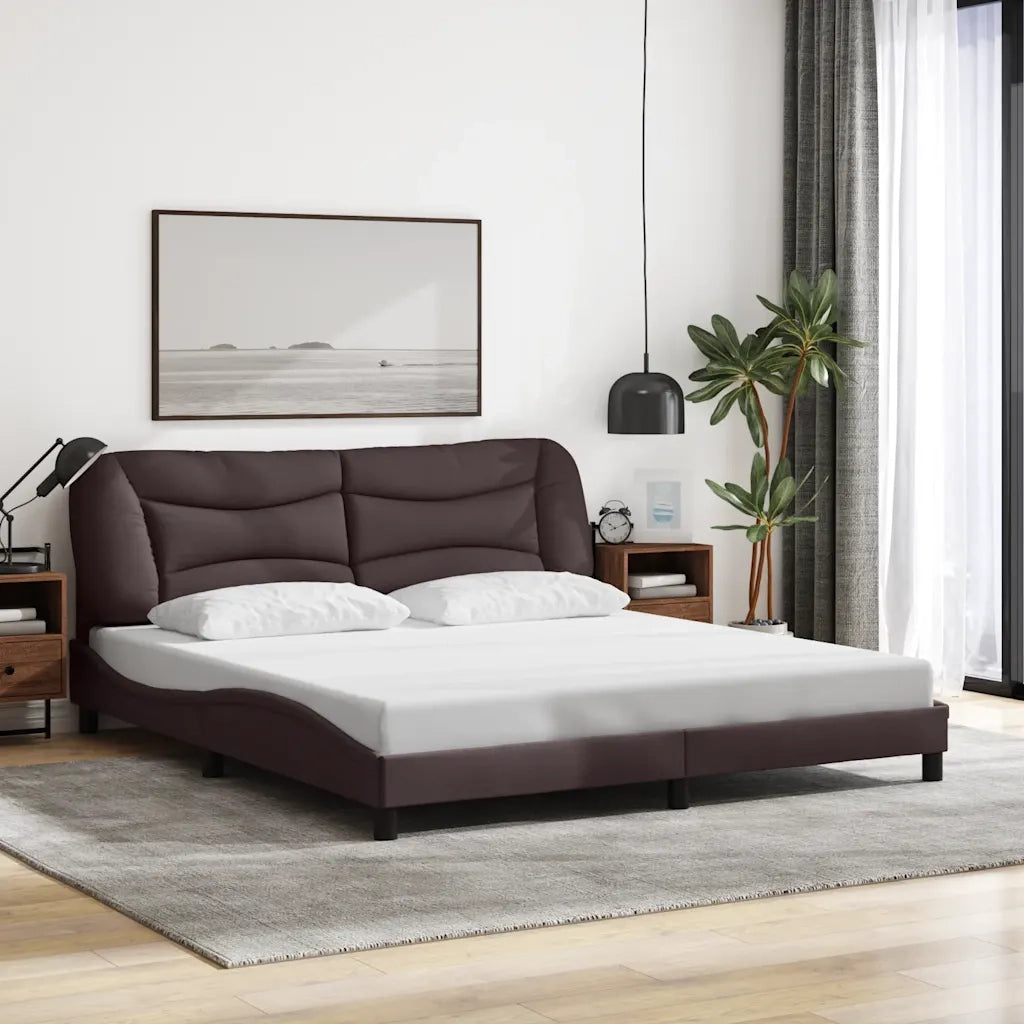 vidaXL Giroletto senza Materasso Marrone Scuro 180x200 cm Tessuto