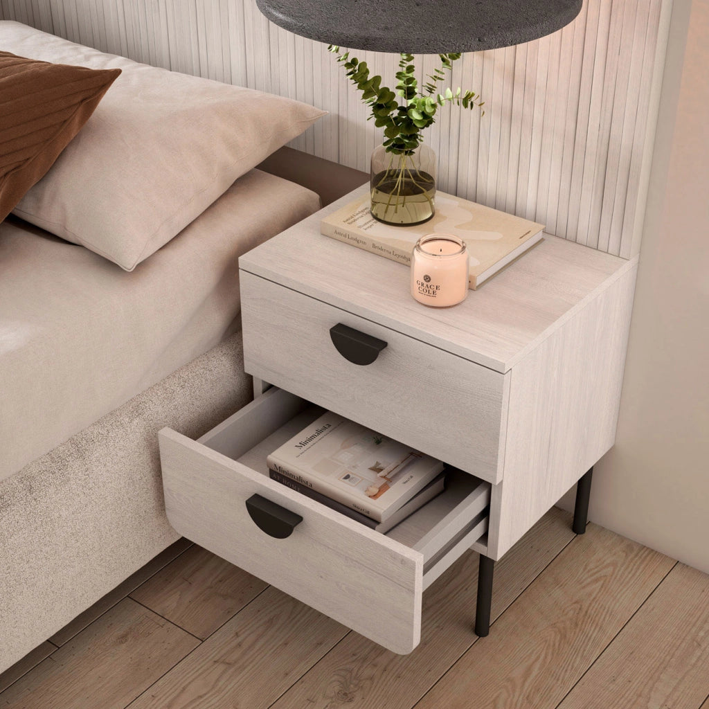 Comodino Herdasa 2 cassetti bianco 55×40×34