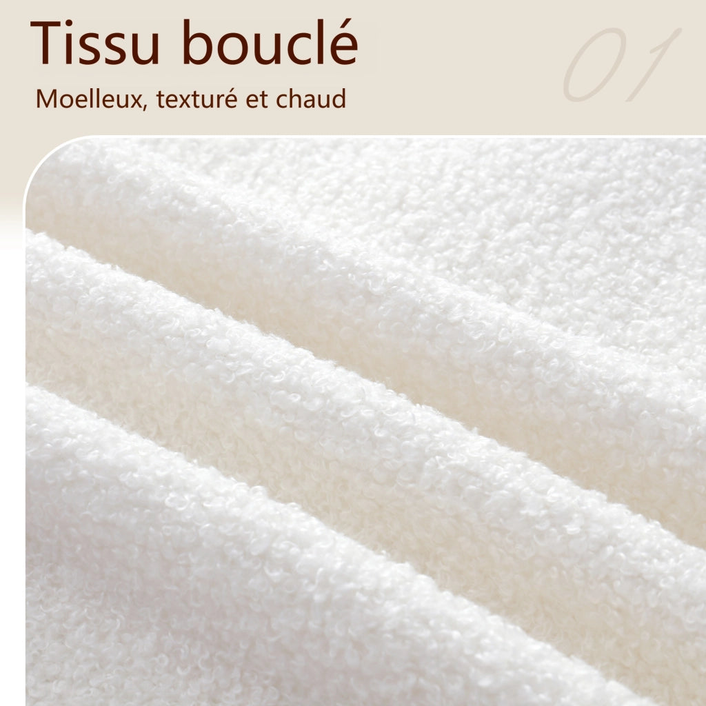 Letto contenitore imbottito 160x200 cm con sollevamento idraulico; rete a doghe; rivestimento bouclé; beige