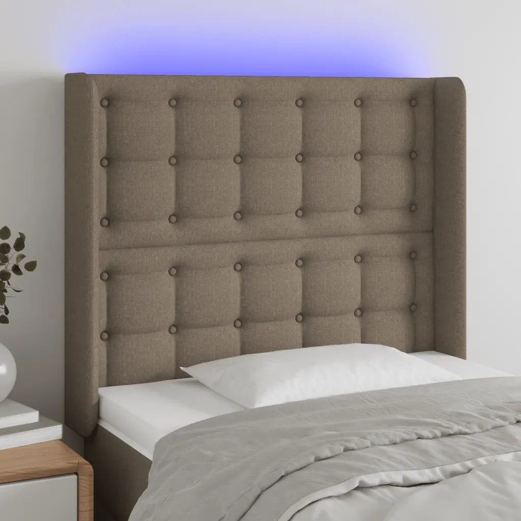 Testiera | Testata a LED tortora 93x16x118/128 cm in Tessuto