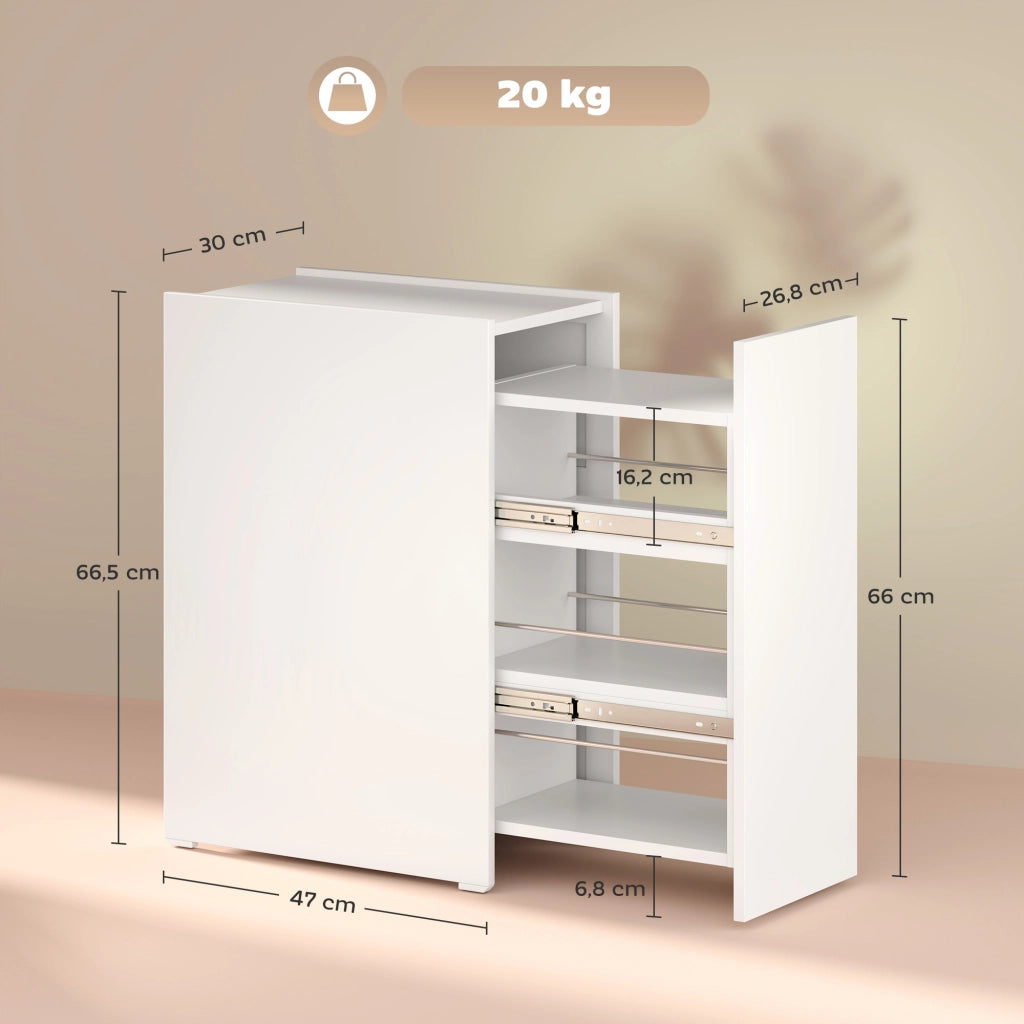 Mobiletto Bagno Stretto con Cassetto e Ruote ¨C Zephmum ¨C Bianco 47x30x66,5 cm