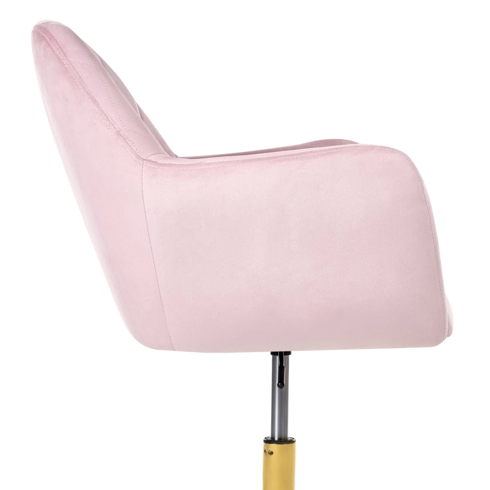 Sedia da ufficio in velluto color rosa pastello seduta regolabile girevole stile moderno per ufficio domestico