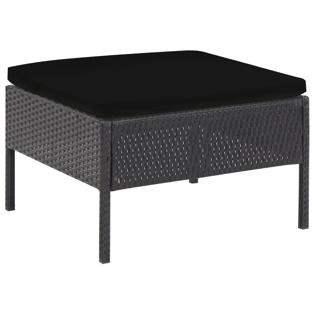 Set Divani da Giardino 5 pz con Cuscini in Polyrattan Nero cod mxl 35514