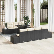 Set Divano da Giardino con cuscino 8 pcs Nero e Crema