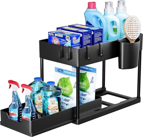 Ottimizzazione Onder-Zink 2-Livello con Carrello Estensibile - Multifunzionale per Cucina e Bagno