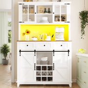 Credenza 105x38.4x180 cm con illuminazione LED; MDF; bianco