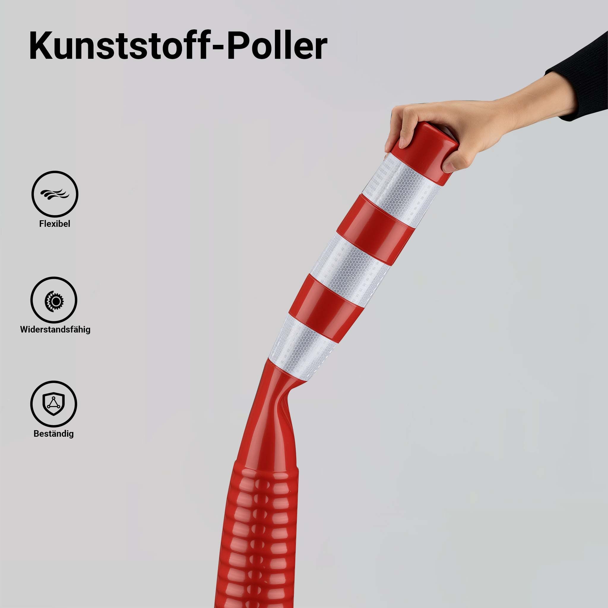 Paletto segnaletico flessibile catarifrangente, 2 paletti delimitatori da 75 cm con viti di montaggio