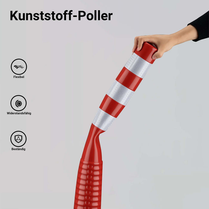 Paletto segnaletico flessibile catarifrangente, 2 paletti delimitatori da 75 cm con viti di montaggio