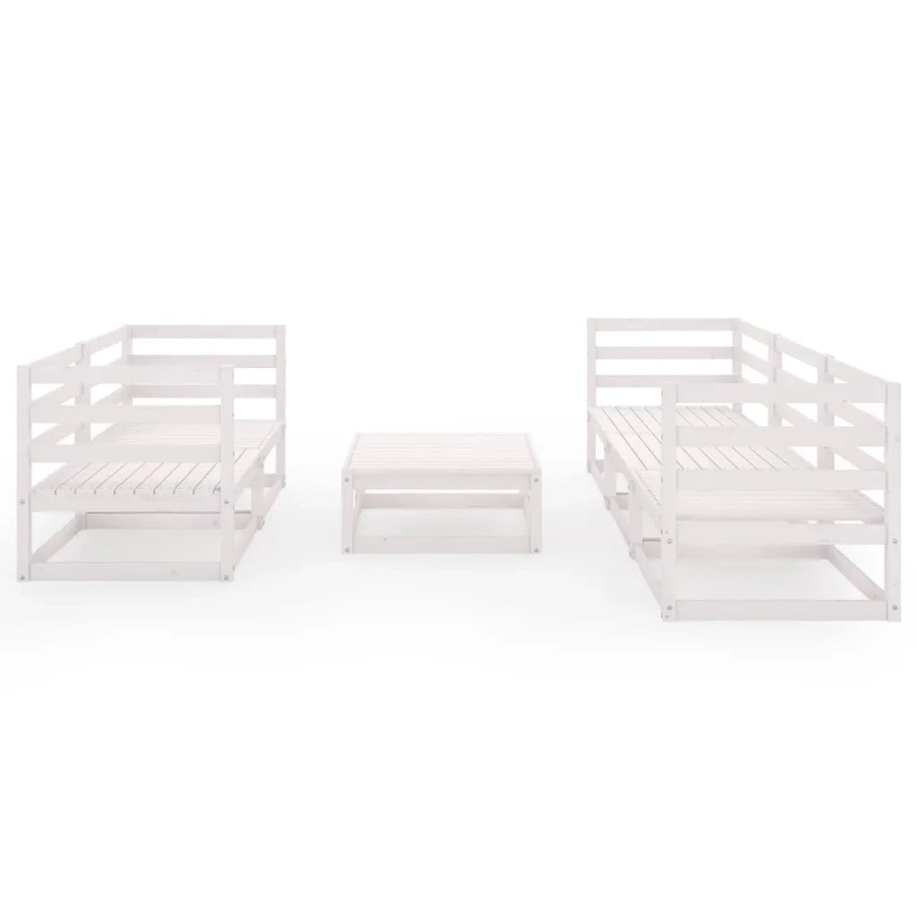 Set Divani da Giardino 6 pz | Set Salotto da Giardino Bianco in Legno Massello di Pino