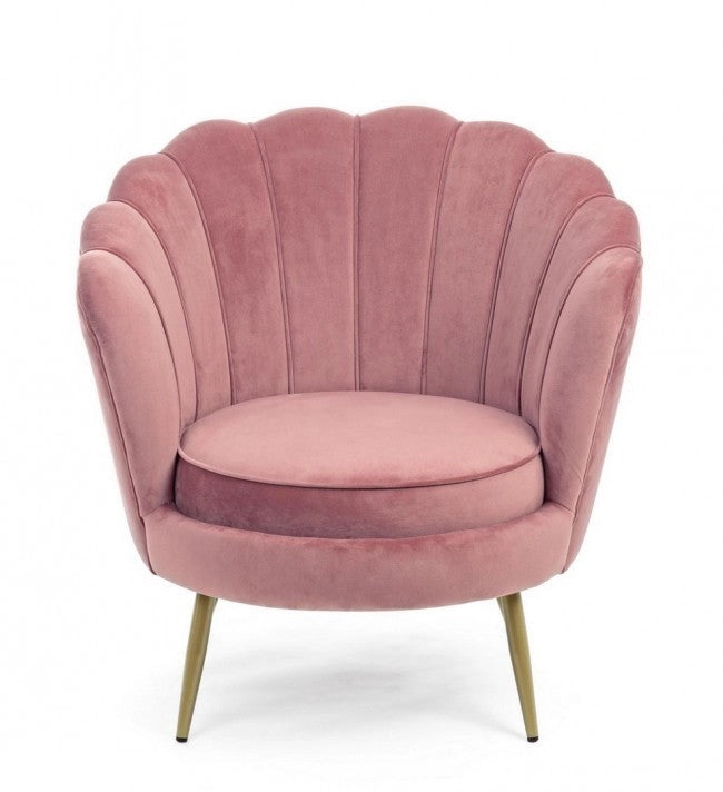 Poltrona Giliola in Tessuto effetto Velluto Rosa