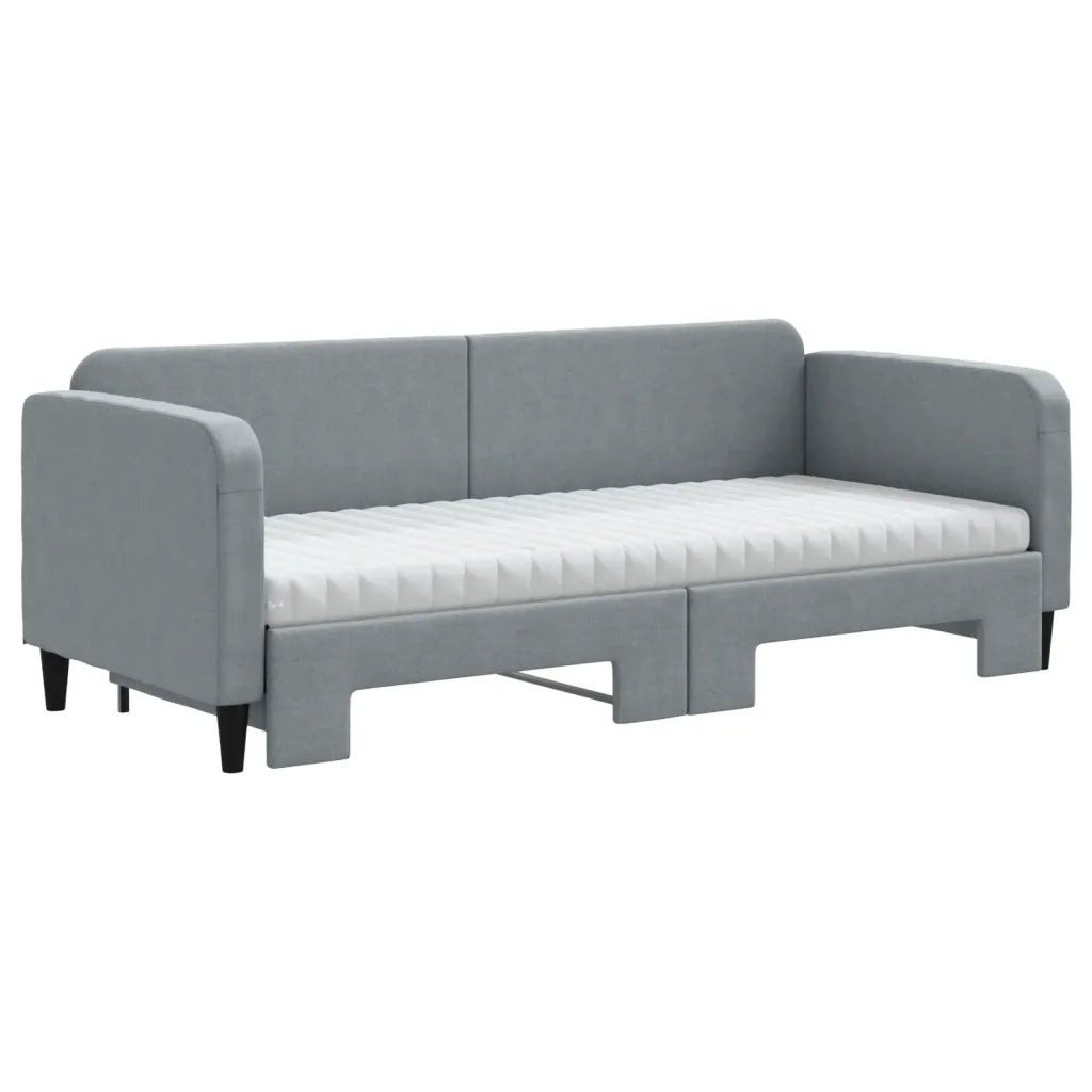 Divano Letto Estraibile Materassi Grigio Chiaro 80x200 Tessuto 3196829