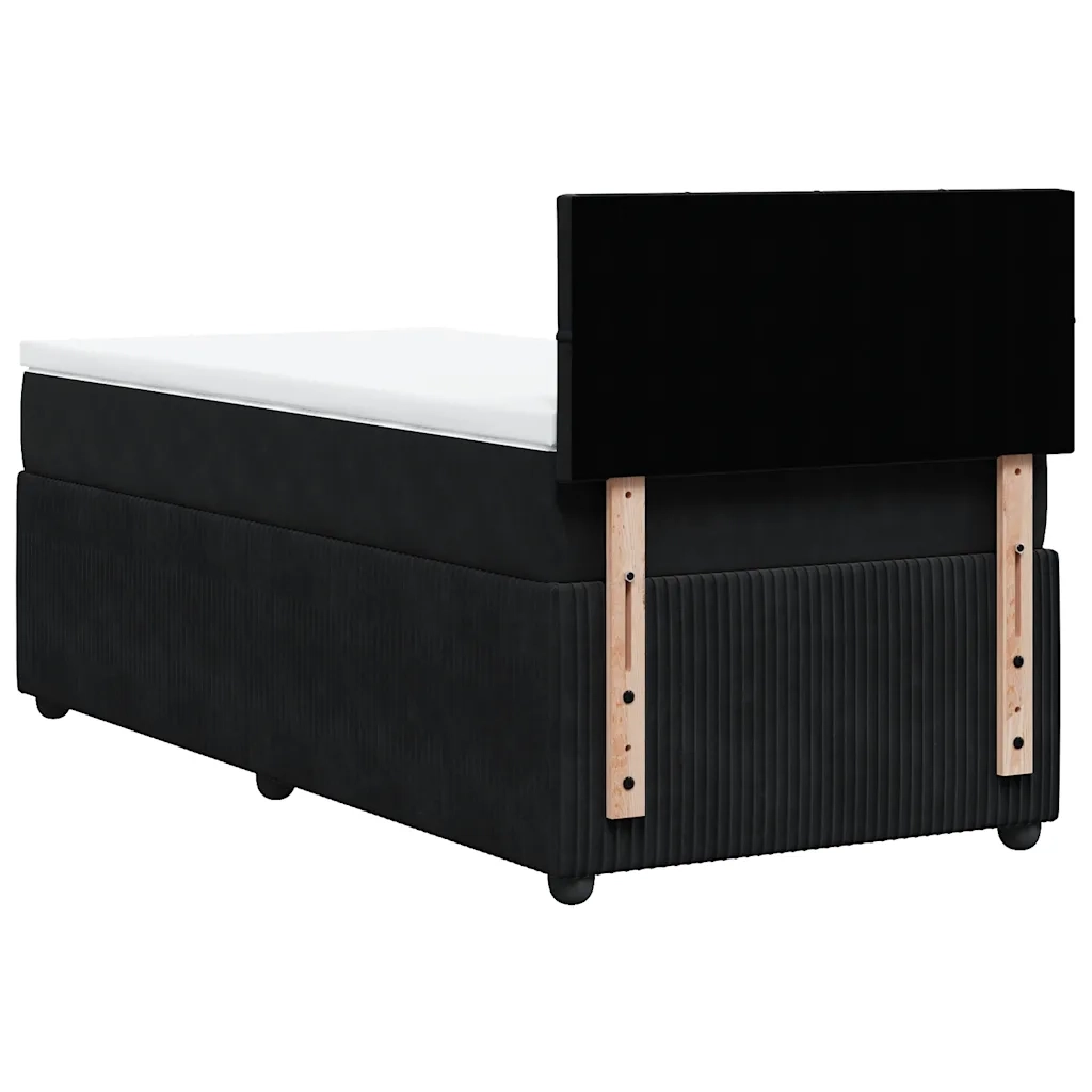 Giroletto a Molle con Materasso Nero 90x200 cm in Velluto