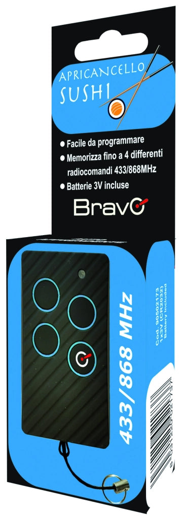 Radiocomando Apricancello Sushi Codice Fisso Frequenza 433+868 Mhz Bravo
