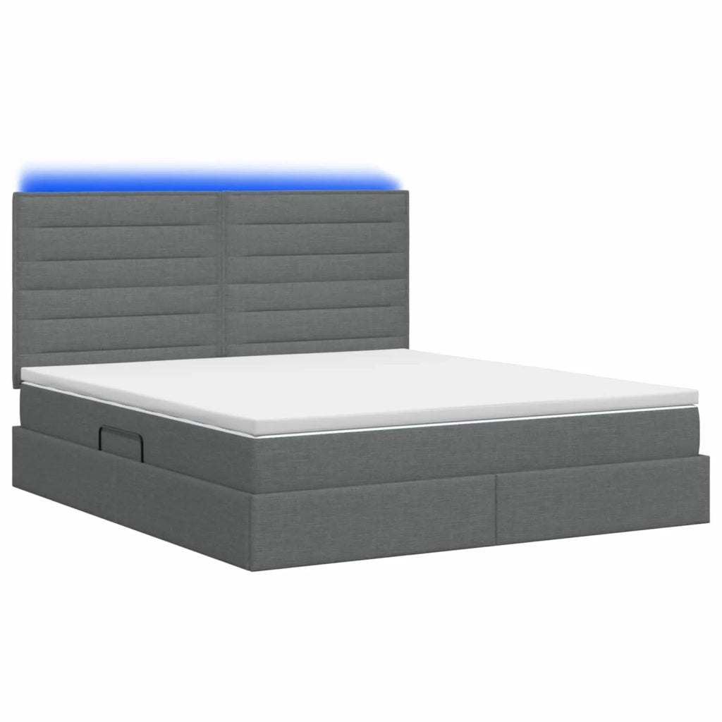 Letto con contenitore LED e materasso Grigio Scuro 140 x 200 cm 3459886