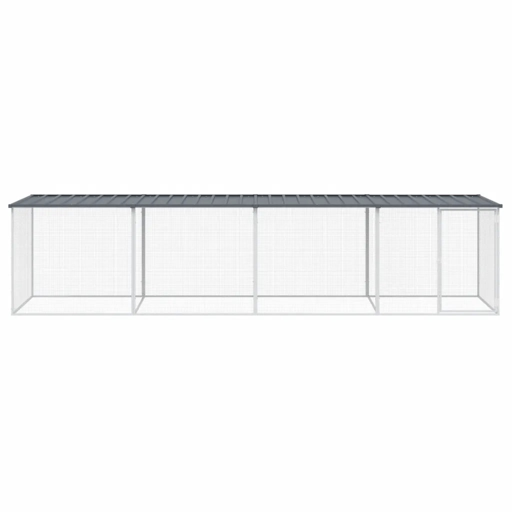Gabbia Polli con Tetto Antracite 403x98x90 cm Acciaio Zincato