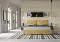 Letto Matrimoniale King Size 200x200 cm Senza Rete Imbottito in Microfibra Appia Large Ocra