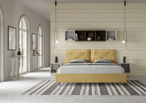 Letto Matrimoniale King Size 200x200 cm Senza Rete Imbottito in Microfibra Appia Large Ocra