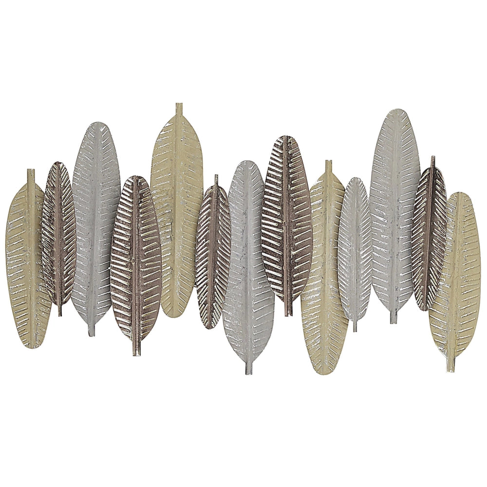 Decorazione da parete Piume dorato e Argento Metallo 66 x 37 cm Industrial Modern