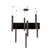 ROUND TUBE SOSPENSIONE 7 LUCI MARRONE CAVO CM.250 CON BASE 1174-S7-MA