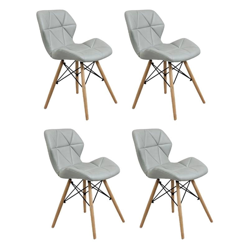 SET 4 SEDIE ANNAPOLIS MODERNA IN ECOPELLE GRIGIA E LEGNO 41 X 49 X H71 CM