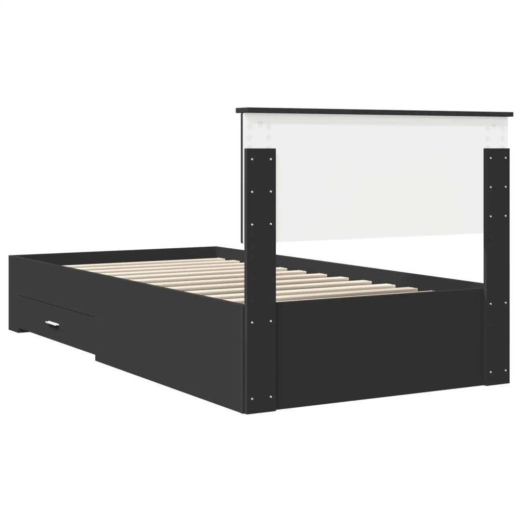 Struttura del letto con testiera Nero e Argento 100 x 200 cm