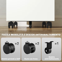 Cassettiera Schedario Portadocumenti 30x43,5x60 cm a 5 Ruote in Acciaio Bianco