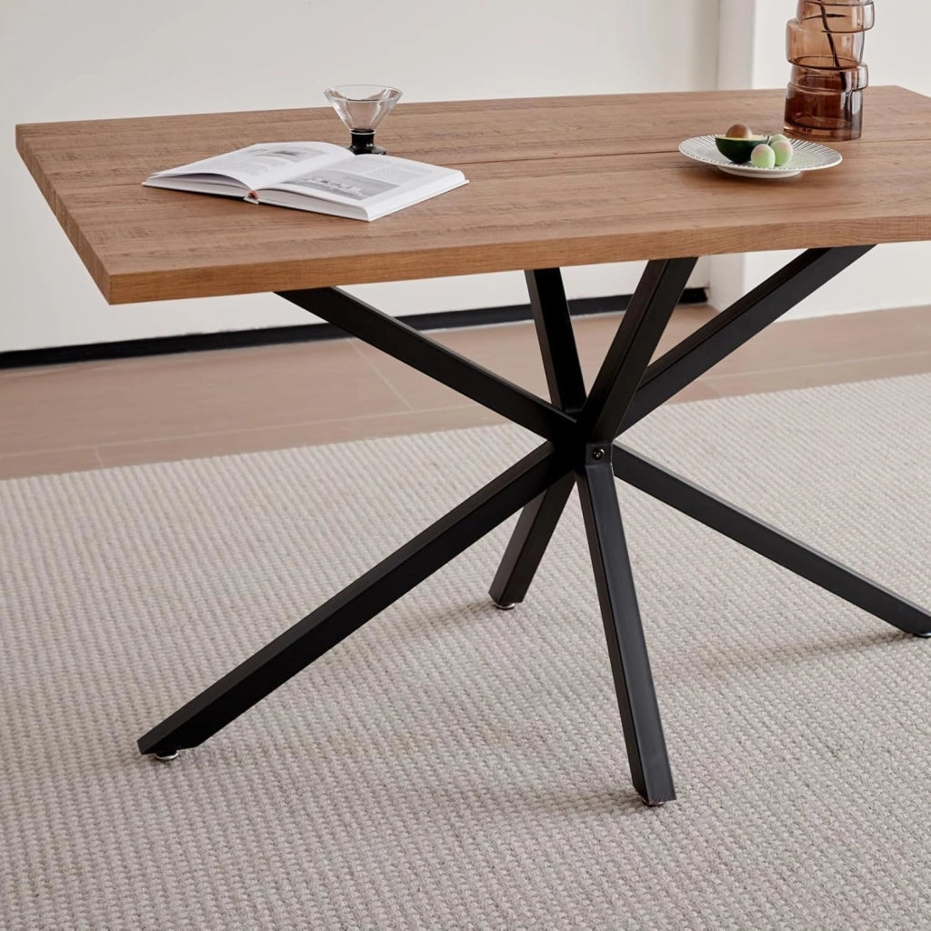 GrandCA HOME Set tavolo e sedie da pranzo,tavolo da pranzo quadrato da 140 cm e 4 sedie da cucina imbottite, adatto per cucine e sale da pranzo(Venature del legno scure + nero)