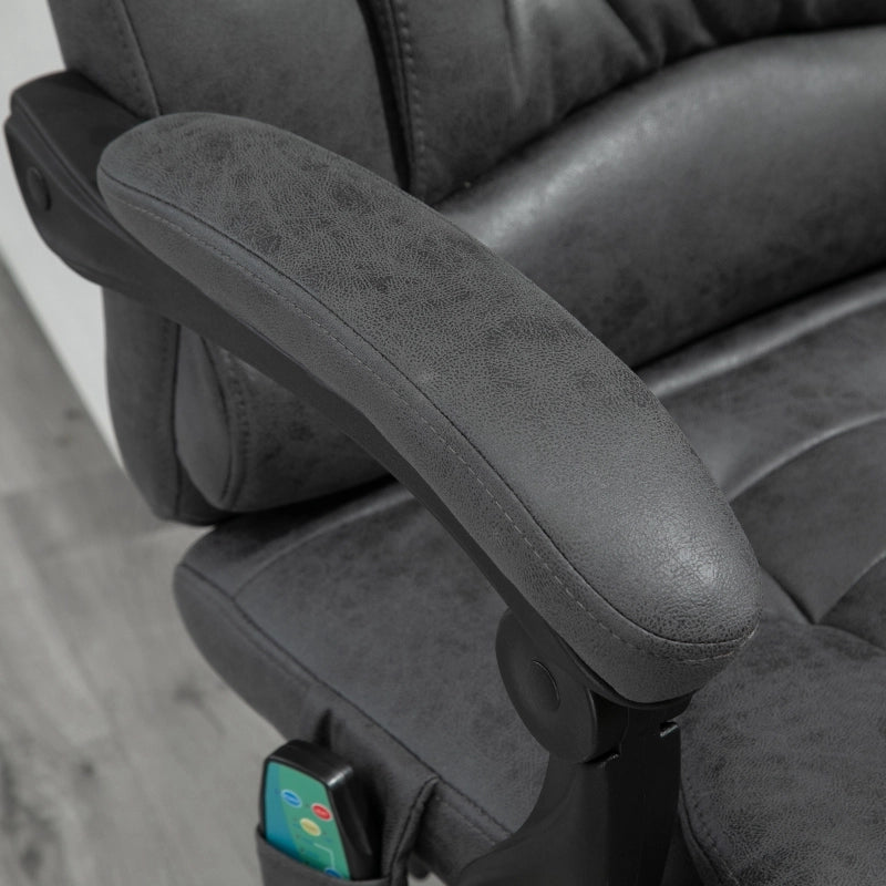 Sedia da ufficio ergonomica con massaggio e riscaldamento, poggiapiedi, schienale alto e braccioli grigio scuro