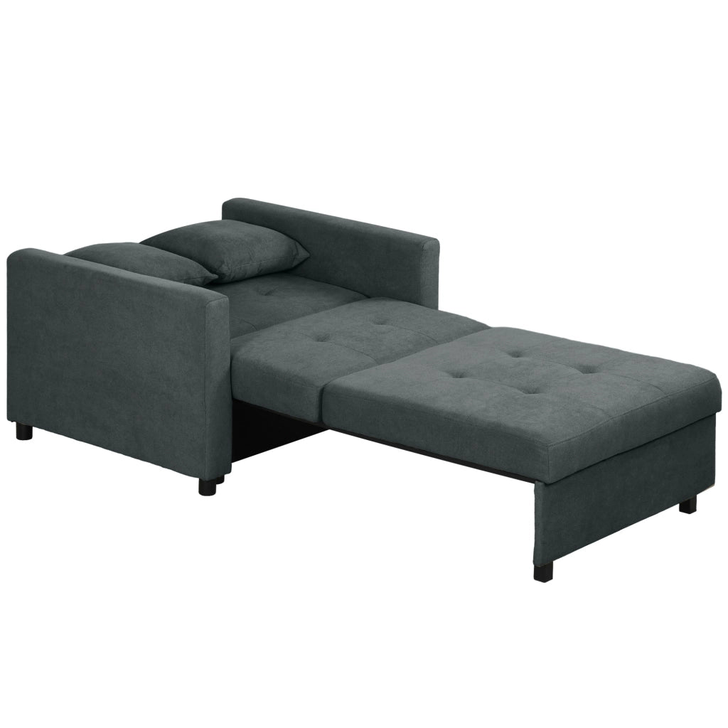 Poltrona Letto in Tessuto Grigio con Cuscini e Contenitore ¨C zephmum ¨C 100x98x88 cm